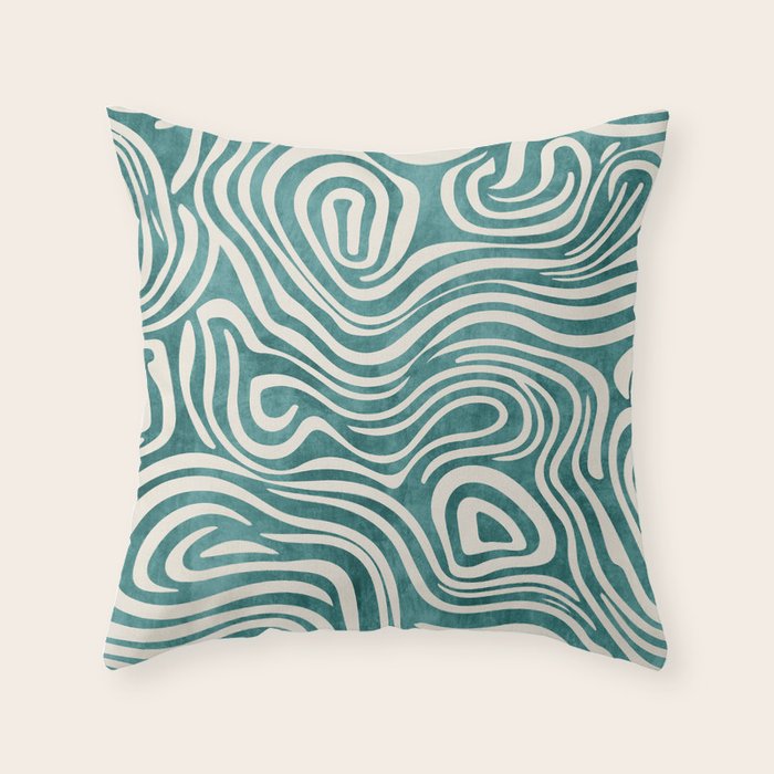 Teal Green Swirl Pattern Modern Decor Throw Pillow Gallery Image 6