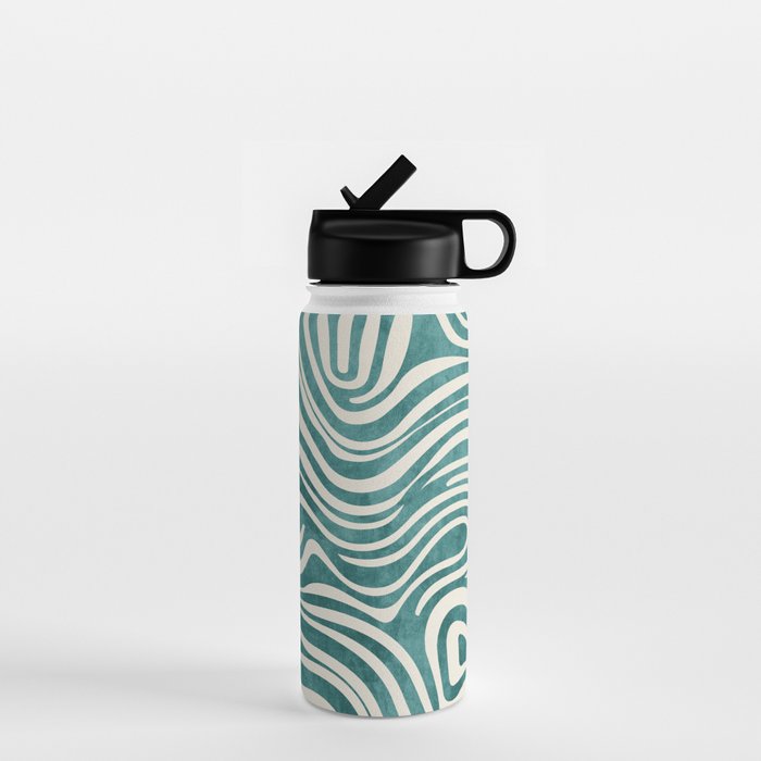 Teal Green Swirl Pattern Modern Decor Water Bottle Gallery Image 1