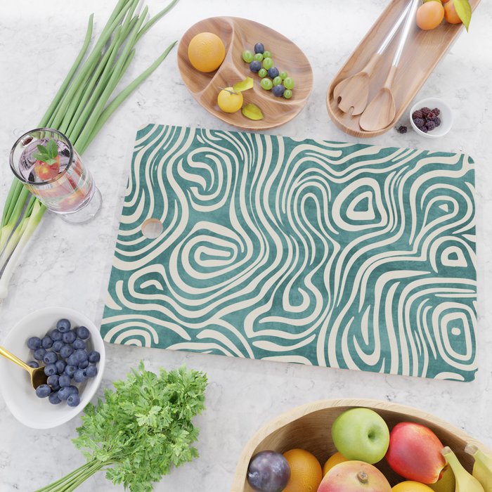 Teal Green Swirl Pattern Modern Decor Cutting Board Gallery Image 2