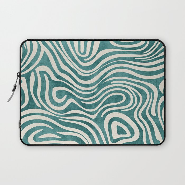 Teal Green Swirl Pattern Modern Decor Laptop Sleeve Gallery Image 1