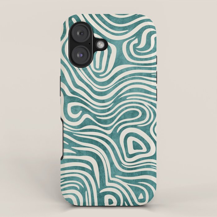 Teal Green Swirl Pattern Modern Decor iPhone Case Gallery Image 1