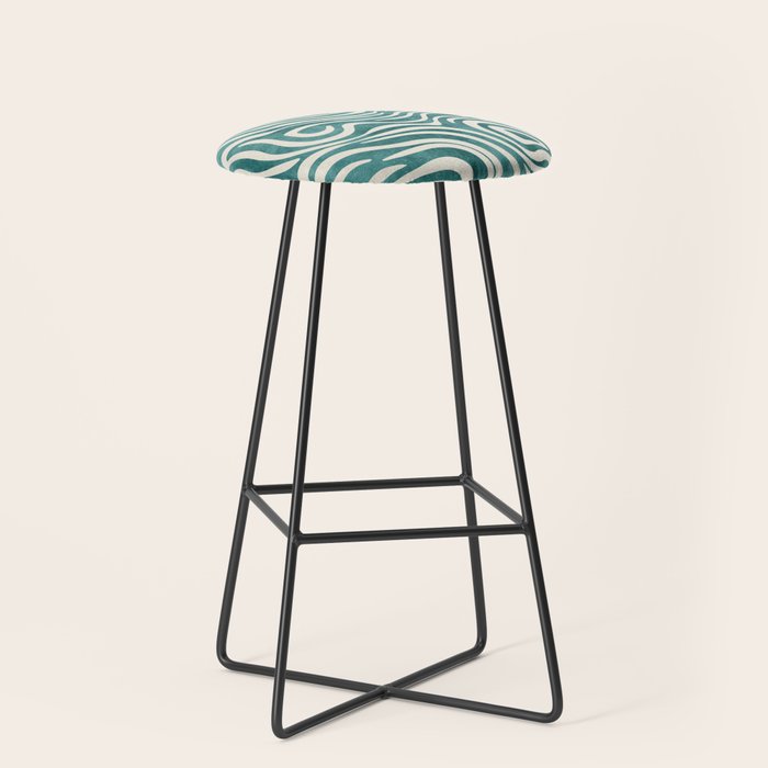 Teal Green Swirl Pattern Modern Decor Stool Gallery Image 1