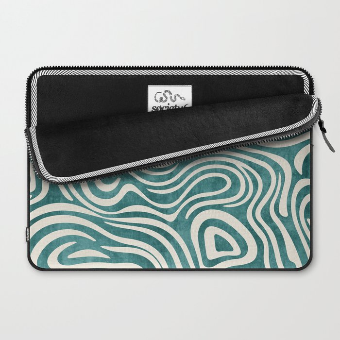 Teal Green Swirl Pattern Modern Decor Laptop Sleeve Gallery Image 2