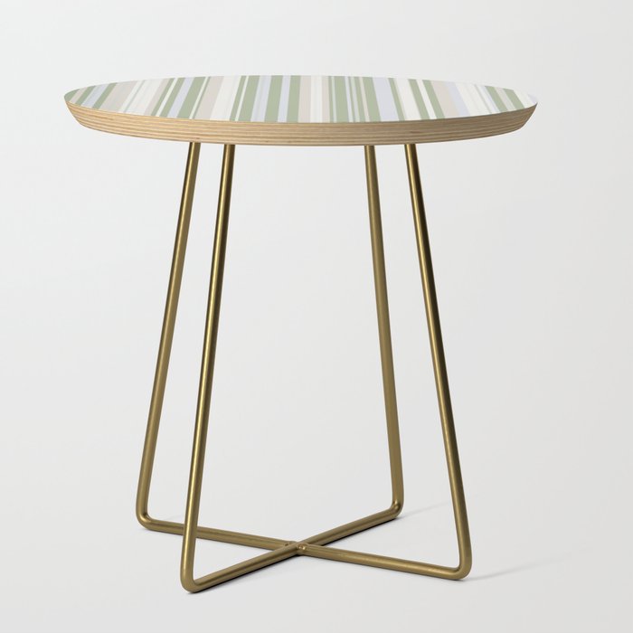 Sage Stripes - Vertical Striped Pattern in Sage Green, Almond Beige, Pale Gray, and Cream Side Table Gallery Image 1