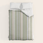 Sage Stripes - Vertical Striped Pattern in Sage Green, Almond Beige, Pale Gray, and Cream Duvet Cover Gallery Image 6