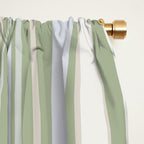 Sage Stripes - Vertical Striped Pattern in Sage Green, Almond Beige, Pale Gray, and Cream Window Curtain Gallery Image 2