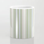 Sage Stripes - Vertical Striped Pattern in Sage Green, Almond Beige, Pale Gray, and Cream Coffee Mug Gallery Image 4