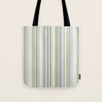 Sage Stripes - Vertical Striped Pattern in Sage Green, Almond Beige, Pale Gray, and Cream Tote Bag Gallery Image 1