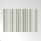 Sage Stripes - Vertical Striped Pattern in Sage Green, Almond Beige, Pale Gray, and Cream Welcome Mat Gallery Image 1