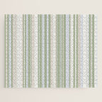 Sage Stripes - Vertical Striped Pattern in Sage Green, Almond Beige, Pale Gray, and Cream Jigsaw Puzzle Gallery Image 1