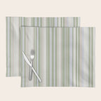 Sage Stripes - Vertical Striped Pattern in Sage Green, Almond Beige, Pale Gray, and Cream Placemat Gallery Image 1
