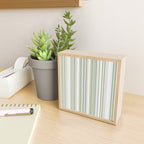 Sage Stripes - Vertical Striped Pattern in Sage Green, Almond Beige, Pale Gray, and Cream Mini Art Print Gallery Image 2