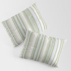 Sage Stripes - Vertical Striped Pattern in Sage Green, Almond Beige, Pale Gray, and Cream Pillow Sham Gallery Image 3