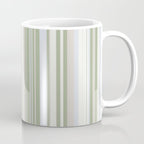 Sage Stripes - Vertical Striped Pattern in Sage Green, Almond Beige, Pale Gray, and Cream Coffee Mug Gallery Image 1
