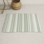 Sage Stripes - Vertical Striped Pattern in Sage Green, Almond Beige, Pale Gray, and Cream Rug Gallery Image 1