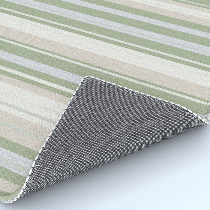 Sage Stripes - Vertical Striped Pattern in Sage Green, Almond Beige, Pale Gray, and Cream Rug Gallery Image 4
