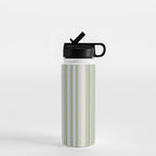 Sage Stripes - Vertical Striped Pattern in Sage Green, Almond Beige, Pale Gray, and Cream Water Bottle Gallery Image 1