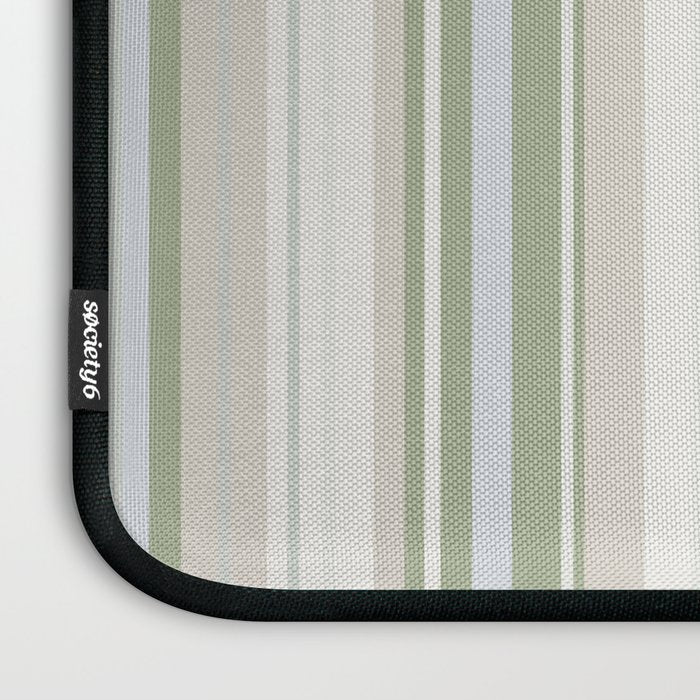 Sage Stripes - Vertical Striped Pattern in Sage Green, Almond Beige, Pale Gray, and Cream Laptop Sleeve Gallery Image 3