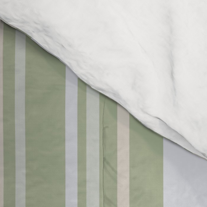 Sage Stripes - Vertical Striped Pattern in Sage Green, Almond Beige, Pale Gray, and Cream Comforter Gallery Image 4