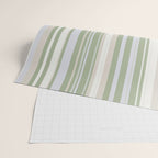 Sage Stripes - Vertical Striped Pattern in Sage Green, Almond Beige, Pale Gray, and Cream Wrapping Paper Gallery Image 2