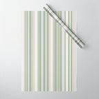 Sage Stripes - Vertical Striped Pattern in Sage Green, Almond Beige, Pale Gray, and Cream Wrapping Paper Gallery Image 1