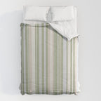 Sage Stripes - Vertical Striped Pattern in Sage Green, Almond Beige, Pale Gray, and Cream Comforter Gallery Image 6