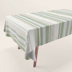 Sage Stripes - Vertical Striped Pattern in Sage Green, Almond Beige, Pale Gray, and Cream Tablecloth Gallery Image 1