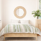 Sage Stripes - Vertical Striped Pattern in Sage Green, Almond Beige, Pale Gray, and Cream Duvet Cover Gallery Image 3
