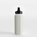 Sage Stripes - Vertical Striped Pattern in Sage Green, Almond Beige, Pale Gray, and Cream Water Bottle Gallery Image 2