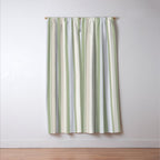 Sage Stripes - Vertical Striped Pattern in Sage Green, Almond Beige, Pale Gray, and Cream Window Curtain Gallery Image 3
