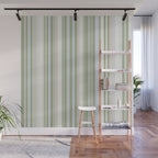 Sage Stripes - Vertical Striped Pattern in Sage Green, Almond Beige, Pale Gray, and Cream Wall Mural Gallery Image 1