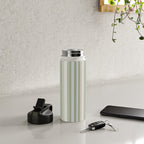 Sage Stripes - Vertical Striped Pattern in Sage Green, Almond Beige, Pale Gray, and Cream Water Bottle Gallery Image 4