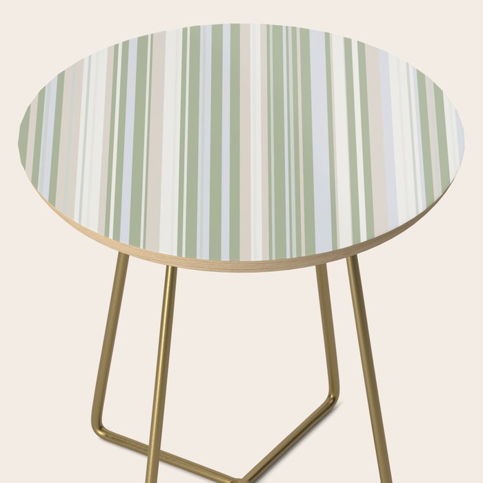 Sage Stripes - Vertical Striped Pattern in Sage Green, Almond Beige, Pale Gray, and Cream Side Table Gallery Image 2