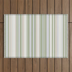 Sage Stripes - Vertical Striped Pattern in Sage Green, Almond Beige, Pale Gray, and Cream Outdoor Rug Gallery Image 1