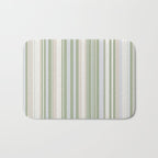 Sage Stripes - Vertical Striped Pattern in Sage Green, Almond Beige, Pale Gray, and Cream Bath Mat Gallery Image 1