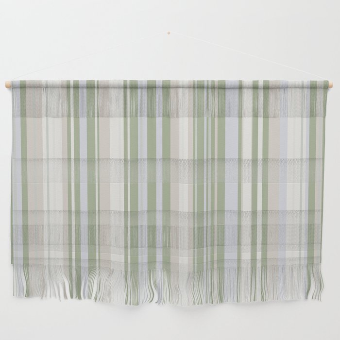 Sage Stripes - Vertical Striped Pattern in Sage Green, Almond Beige, Pale Gray, and Cream Wall Hanging Gallery Image 1