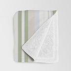 Sage Stripes - Vertical Striped Pattern in Sage Green, Almond Beige, Pale Gray, and Cream Throw Blanket Gallery Image 3