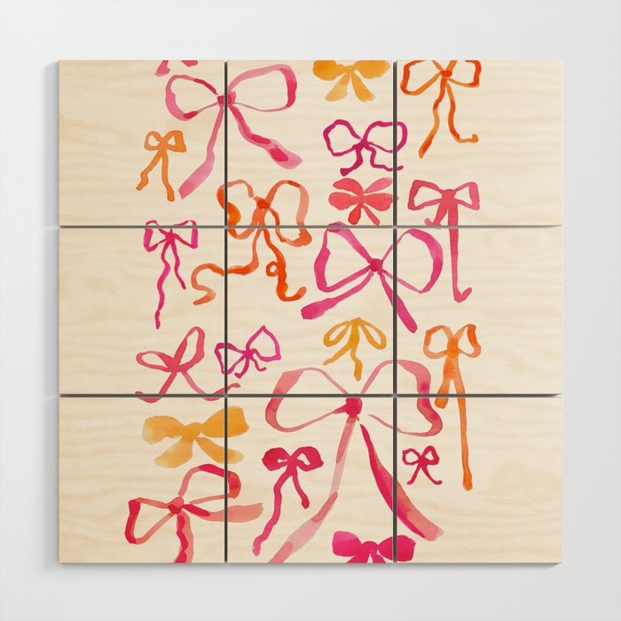 Watercolor Ribbon Bows Wood Wall Art Gallery Image 1