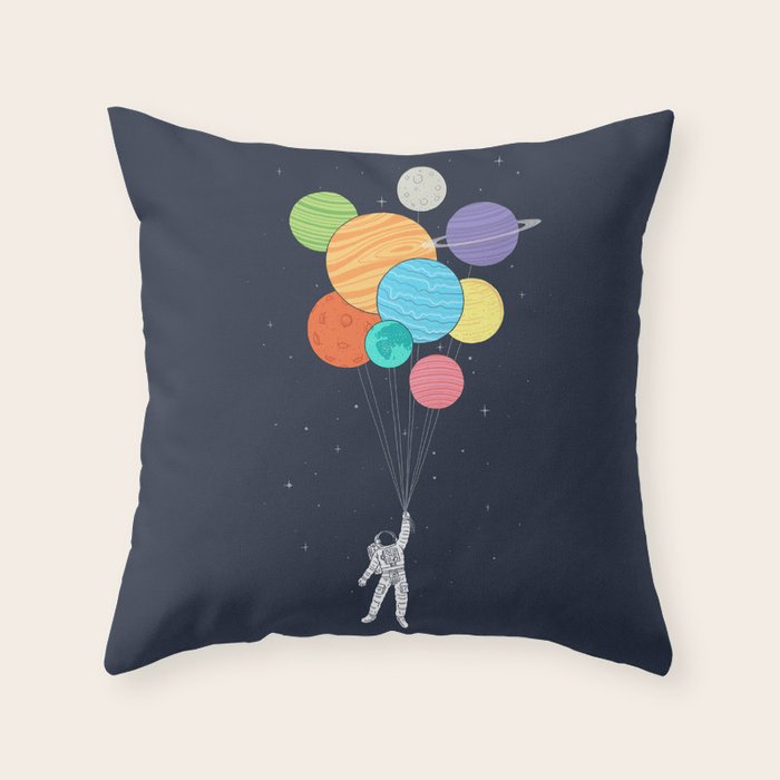 Planet Balloons Throw Pillow Gallery Image 1
