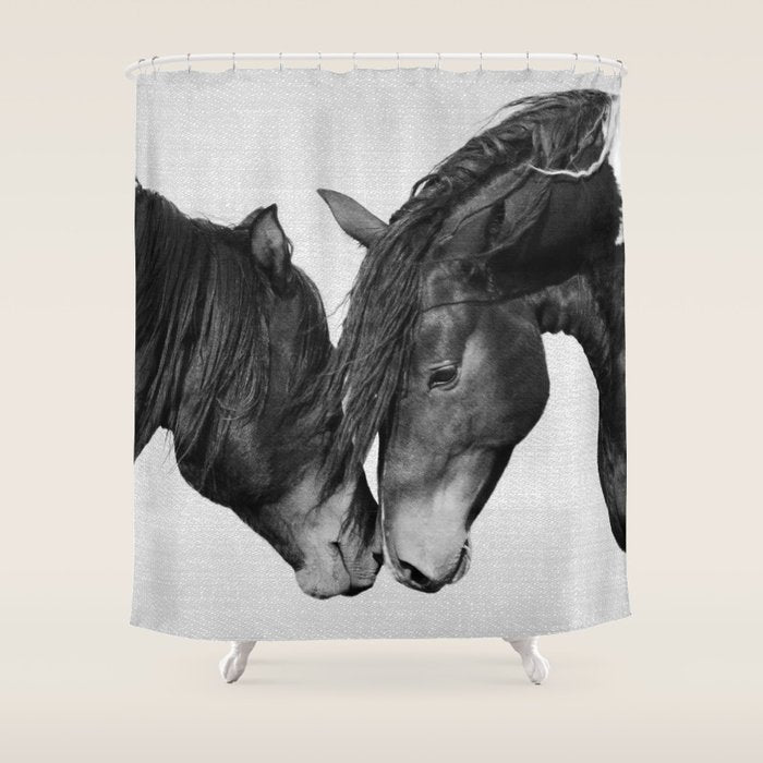 Horses - Black & White 4 Shower Curtain Gallery Image 1