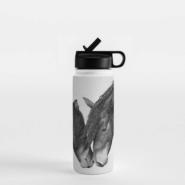 Horses - Black & White 4 Water Bottle Gallery Image 1