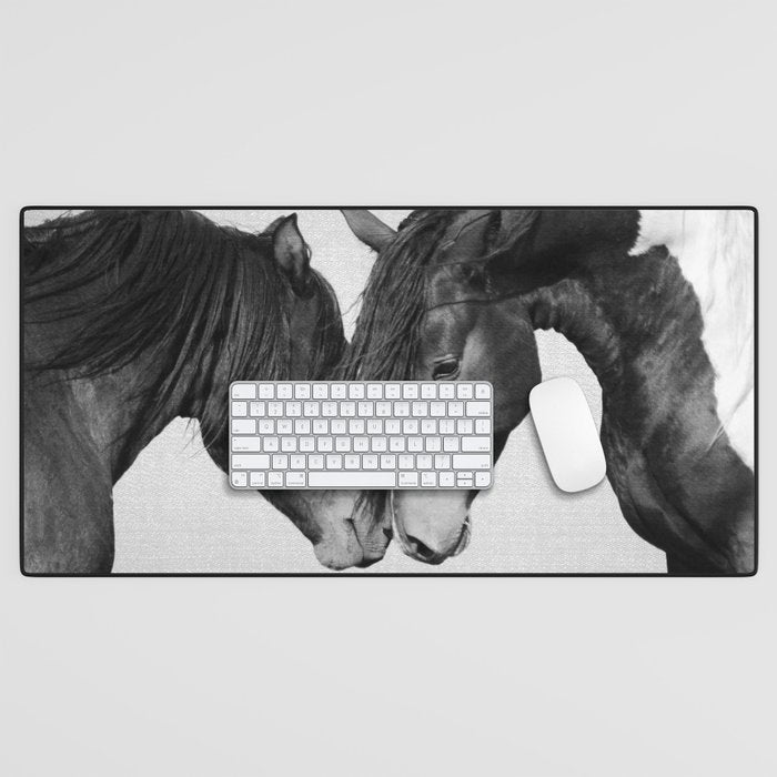 Horses - Black & White 4 Desk Mat Gallery Image 1