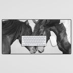 Horses - Black & White 4 Desk Mat Gallery Image 1