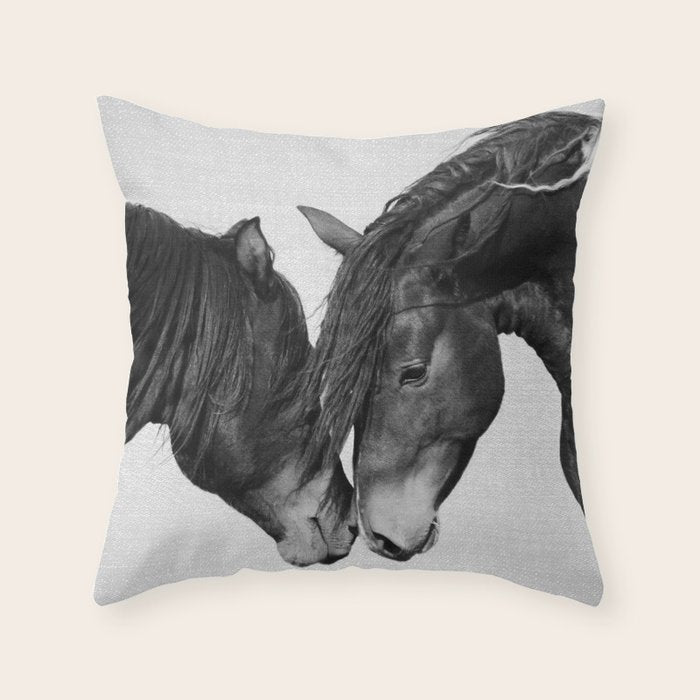 Horses - Black & White 4 Throw Pillow Gallery Image 6