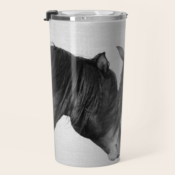 Horses - Black & White 4 Travel Mug Gallery Image 3