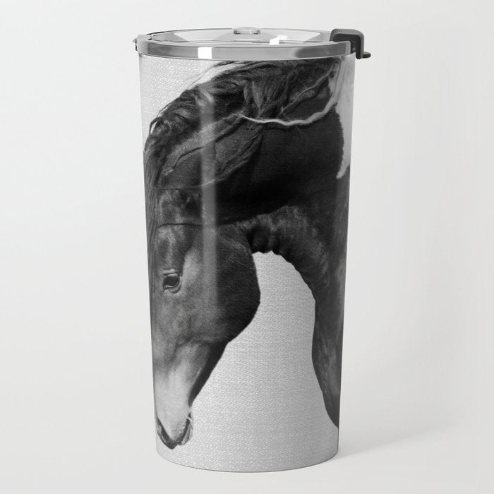 Horses - Black & White 4 Travel Mug Gallery Image 2