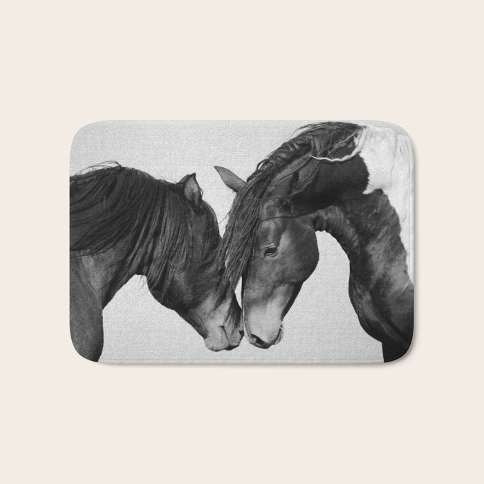 Horses - Black & White 4 Bath Mat Gallery Image 1