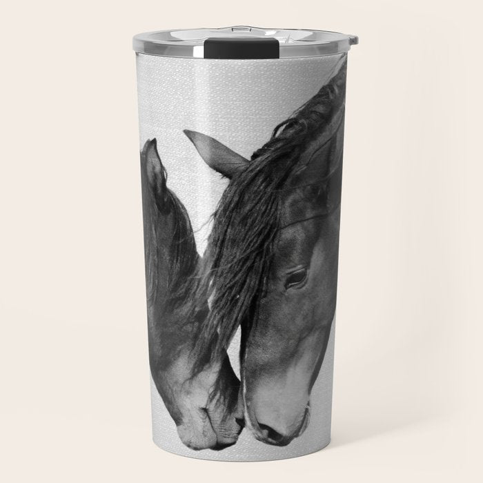 Horses - Black & White 4 Travel Mug Gallery Image 1