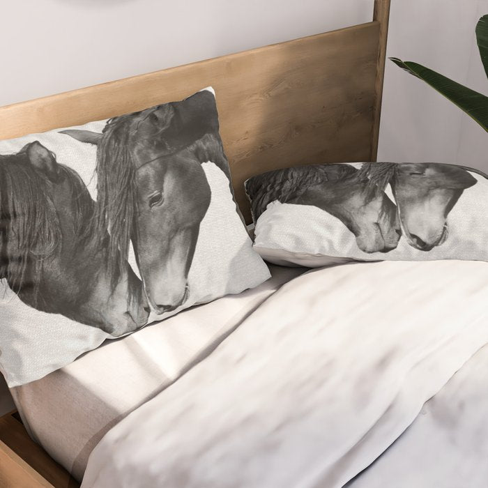 Horses - Black & White 4 Pillow Sham Gallery Image 2