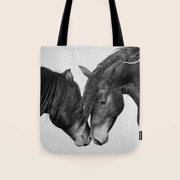 Horses - Black & White 4 Tote Bag Gallery Image 1